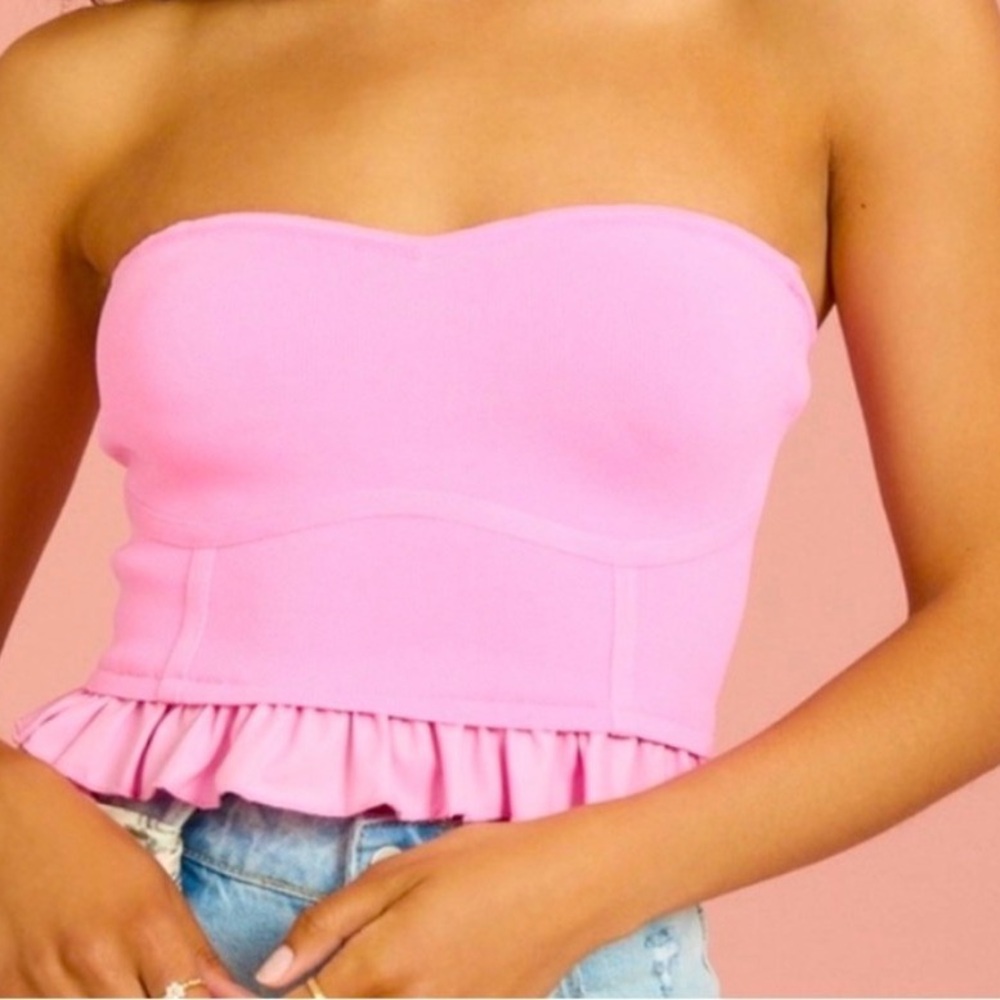 Altar'd State Pink Strapless Top - side zipper